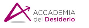 Logo di Accademia del Desiderio. La a iniziale dell'accademia trasforma la linea verticale della a in una freccia che punta in alto vero destra.